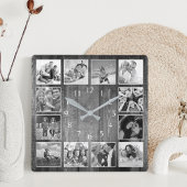 Moderne Bauernfamilie Foto Collage Quadratische Wanduhr