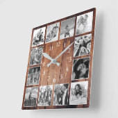 Moderne Bauernfamilie Foto Collage Quadratische Wanduhr (Winkel)