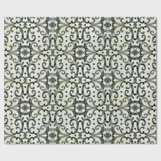 Moderne Bauernhäuser Wirbel Schwarz in Weiß Decoup Geschenkpapier (Flach)