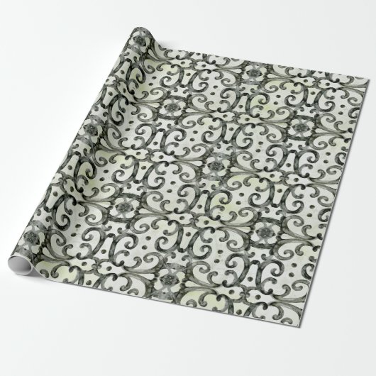 Moderne Bauernhäuser Wirbel Schwarz in Weiß Decoup Geschenkpapier (Ungerollt)