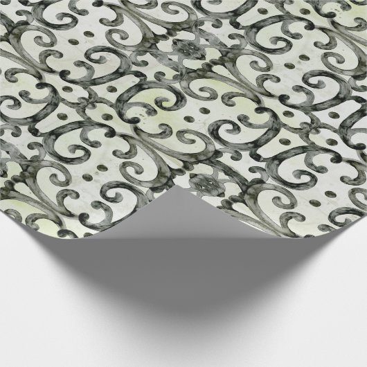 Moderne Bauernhäuser Wirbel Schwarz in Weiß Decoup Geschenkpapier (Ecke)