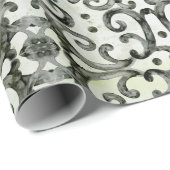 Moderne Bauernhäuser Wirbel Schwarz in Weiß Decoup Geschenkpapier (Rolleneckpunkt)