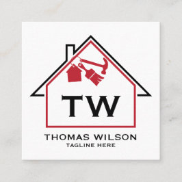 Moderne Bauhandyman Carpenter Tools Busin Quadratische Visitenkarte