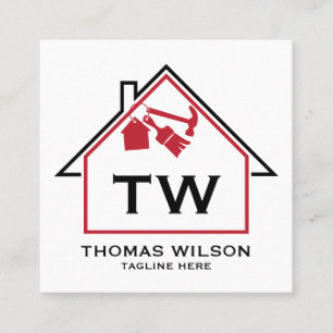 Moderne Bauhandyman Carpenter Tools Busin Quadratische Visitenkarte
