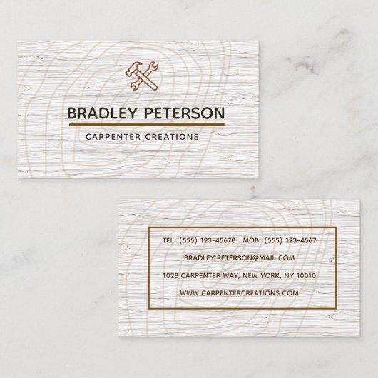Moderne Bauhandyman-Zimmerwerkzeuge Holz Visitenkarte (Vorne/Hinten)