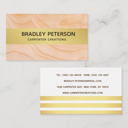 Moderne Bauhandyman-Zimmerwerkzeuge Holz Visitenkarte (Vorne/Hinten)