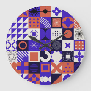Moderne Bauhaus: Fettes geometrisches Muster. Große Wanduhr