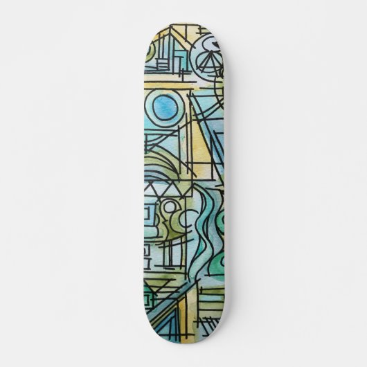 Moderne Bauhaus Geometrische Kunst Skateboard (Vorne)