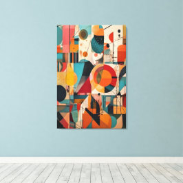 Moderne Bauhaus Geometrische Teal&Orange Abstrakte Leinwanddruck
