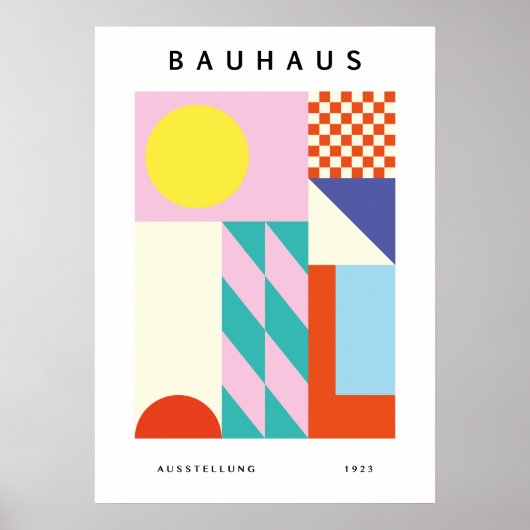 Moderne Bauhaus Wandkunst Rosa Gelb Poster (Vorne)