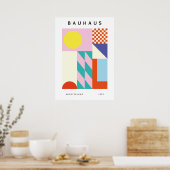 Moderne Bauhaus Wandkunst Rosa Gelb Poster (Küche)