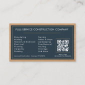 Moderne Bauholz-QR-Code Visitenkarte (Rückseite)