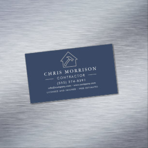 Moderne Bauindustrie Navy Blau Silber Magnetische Visitenkarte