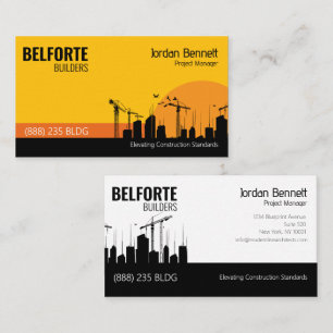 Moderne Baukran-Silhouette Gelb Schwarz Visitenkarte