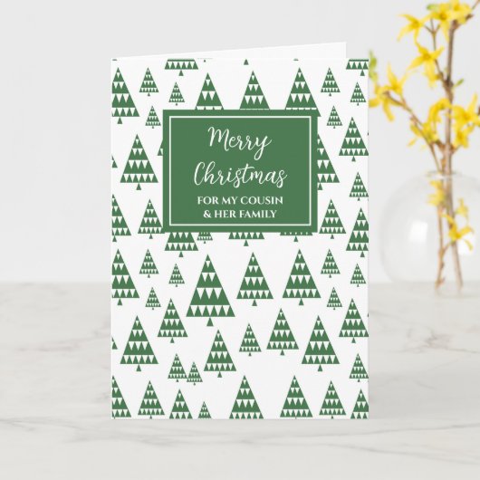 Moderne Bäume Cousin & Familie Frohe Weihnachten Karte (Gelbe Blume)