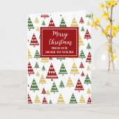 Moderne Bäume frohe Weihnachtsfeiertage Karte (Gelbe Blume)