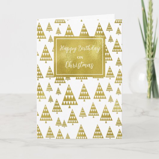 Moderne Bäume glücklich zum Geburtstag zu Weihnach Karte (Vorderseite)