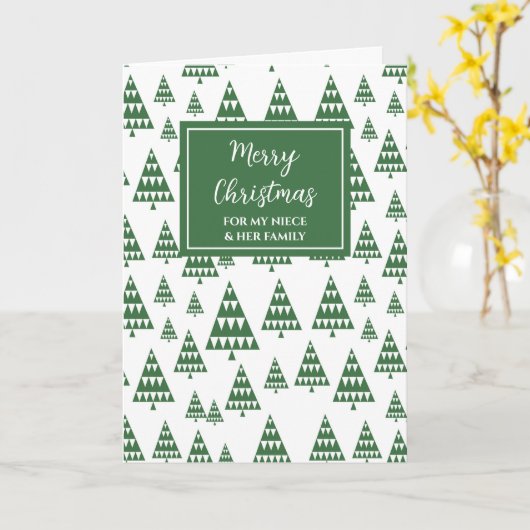 Moderne Bäume Nichte & Familie Frohe Weihnachten Karte (Gelbe Blume)