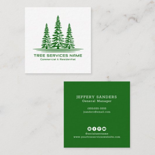 Moderne Bäume Quadratische Visitenkarte (Vorne/Hinten)