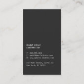 Moderne Baumreihenbauweise, Design, Bau Visitenkarte (Rückseite)