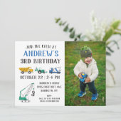 Moderne Baustelle Foto Geburtstagsfeier Einladung (Stehend Vorderseite)