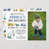 Moderne Baustelle Foto Geburtstagsfeier Einladung (Vorne/Hinten)