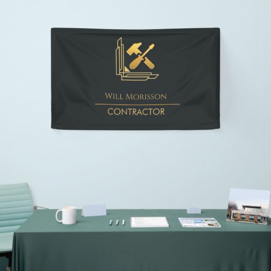 Moderne Bauweise Golden & Black Banner (Messeveranstaltung)
