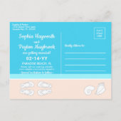 Moderne Beach-Einzigartige Mongramm-Hochzeit rette Ankündigungspostkarte (Rückseite)