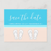 Moderne Beach-Einzigartige Mongramm-Hochzeit rette Ankündigungspostkarte (Vorderseite)