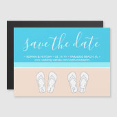 Moderne Beach-Einzigartige Mongramm-Hochzeit rette Magneteinladung (Vorne/Hinten)