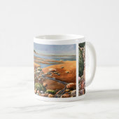 Moderne Beach Grüntöne und Sandbänke Seascape Kaffeetasse (VorderseiteRechts)