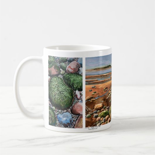 Moderne Beach Grüntöne und Sandbänke Seascape Kaffeetasse (Links)