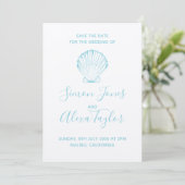 Moderne Beach Hochzeit in Urlaubsort Save the Date (Stehend Vorderseite)