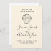 Moderne Beach Hochzeit in Urlaubsort Save the Date (Vorne/Hinten)