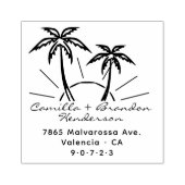 Moderne Beach Palm Trees Sun Custom Rücksendeadres Gummistempel (Prägung)