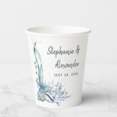 Moderne Beach Seashells Wedding Pappbecher (Vorderseite)