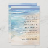 Moderne Beach Wasserfarben Ozean Christliche Hochz Einladung (Vorne/Hinten)