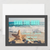 Moderne Beachszene Grau Border Save the Date (Vorne/Hinten)