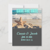 Moderne Beachszene Save the Date vertikale Karte (Vorderseite)