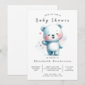 Moderne Bear Baby Dusche Einladung (Vorne/Hinten)