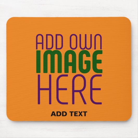 MODERNE BEARBEITBARE DUNKLE ORANGE BILD-TEXT-VORLA MOUSEPAD (Vorne)