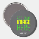 MODERNE BEARBEITBARE EINFACHE GRAUE BILD-TEXT-VORL MAGNET (Vorderseite/Rückseite)