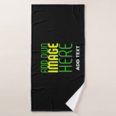MODERNE BEARBEITBARE EINFACHE SCHWARZE BILD-TEXT-V BADEHANDTUCH (Badehandtuch)