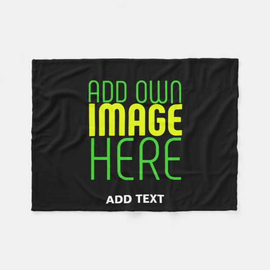 MODERNE BEARBEITBARE EINFACHE SCHWARZE BILD-TEXT-V FLEECEDECKE (Vorderseite (Horizontal))