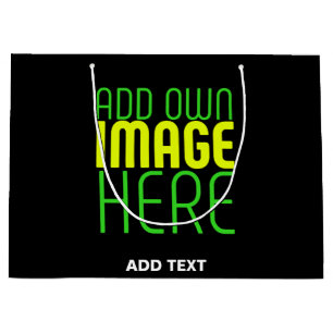 MODERNE BEARBEITBARE EINFACHE SCHWARZE BILD-TEXT-V GROßE GESCHENKTÜTE