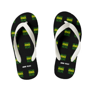MODERNE BEARBEITBARE EINFACHE SCHWARZE BILD-TEXT-V KINDERBADESANDALEN