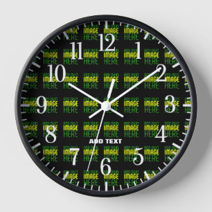 MODERNE BEARBEITBARE EINFACHE SCHWARZE BILD-TEXT-V UHR