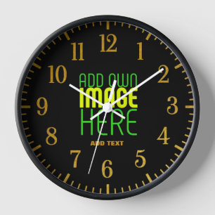 MODERNE BEARBEITBARE EINFACHE SCHWARZE BILD-TEXT-V UHR