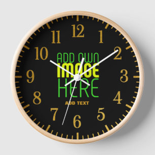 MODERNE BEARBEITBARE EINFACHE SCHWARZE BILD-TEXT-V UHR