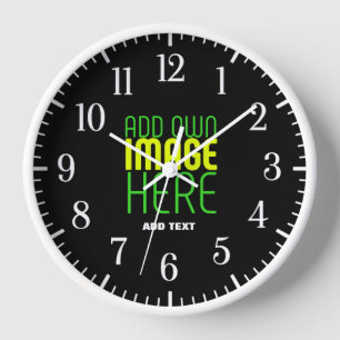 MODERNE BEARBEITBARE EINFACHE SCHWARZE BILD-TEXT-V UHR